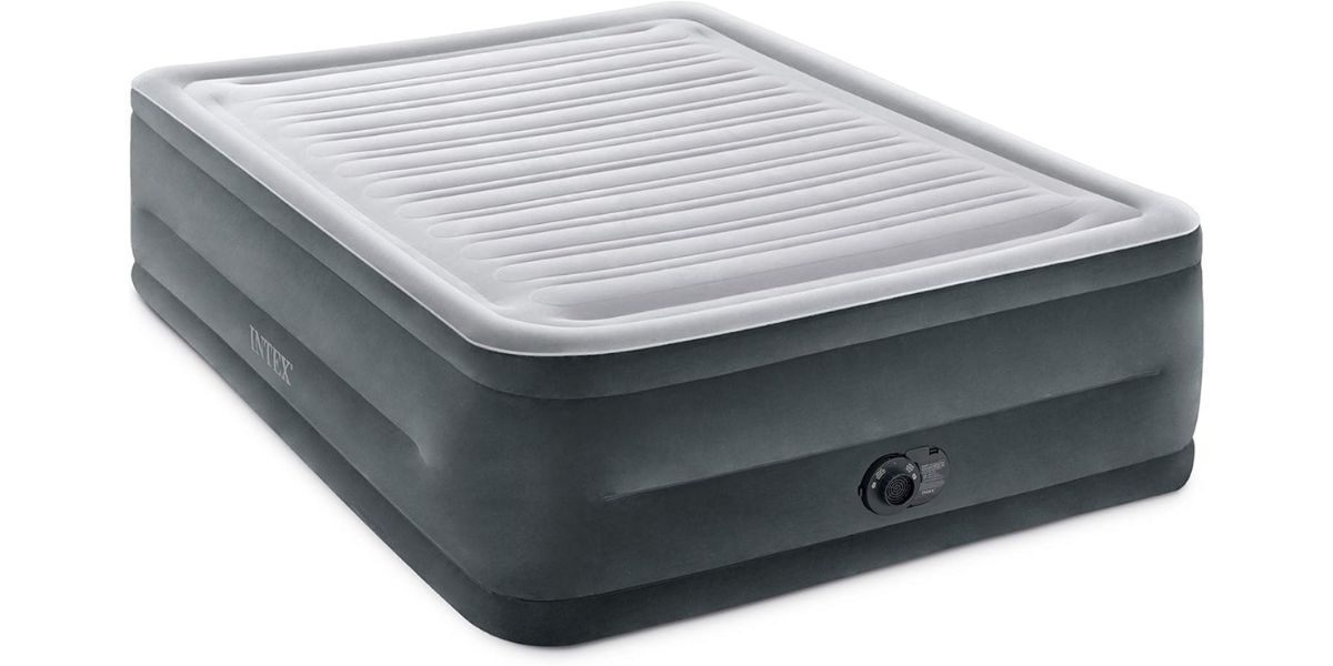 Intex 64417ED 22in Queen Dura-Beam Comfort Plush High-Rise Inflatable Air Mattress  on white background