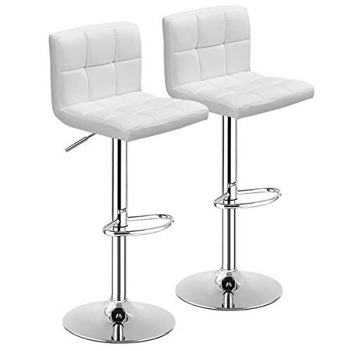 Costway PU Leather Adjustable Barstool Swivel Pub Chairs