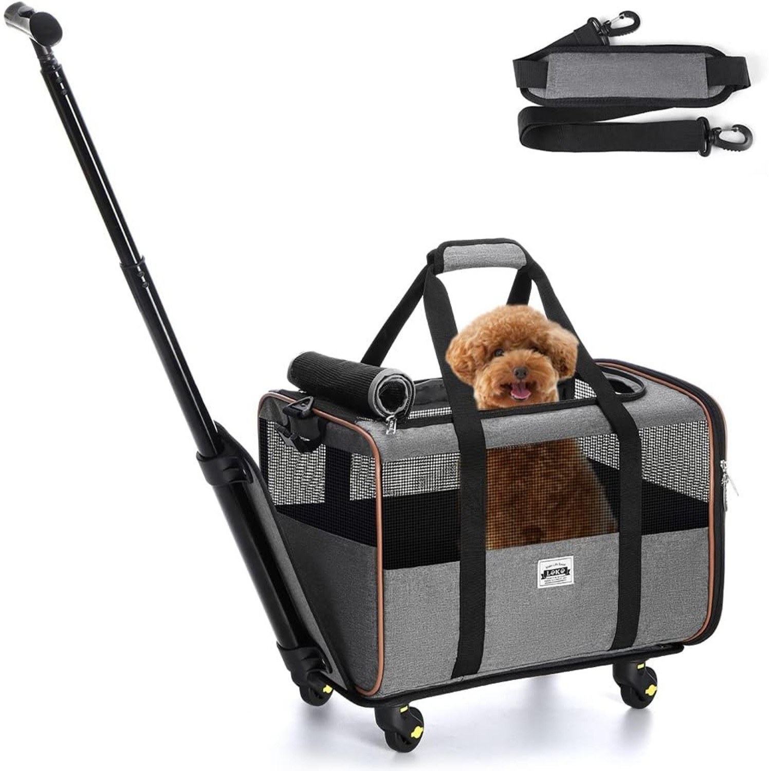 Lekesky Cat Dog Carrier with Wheels