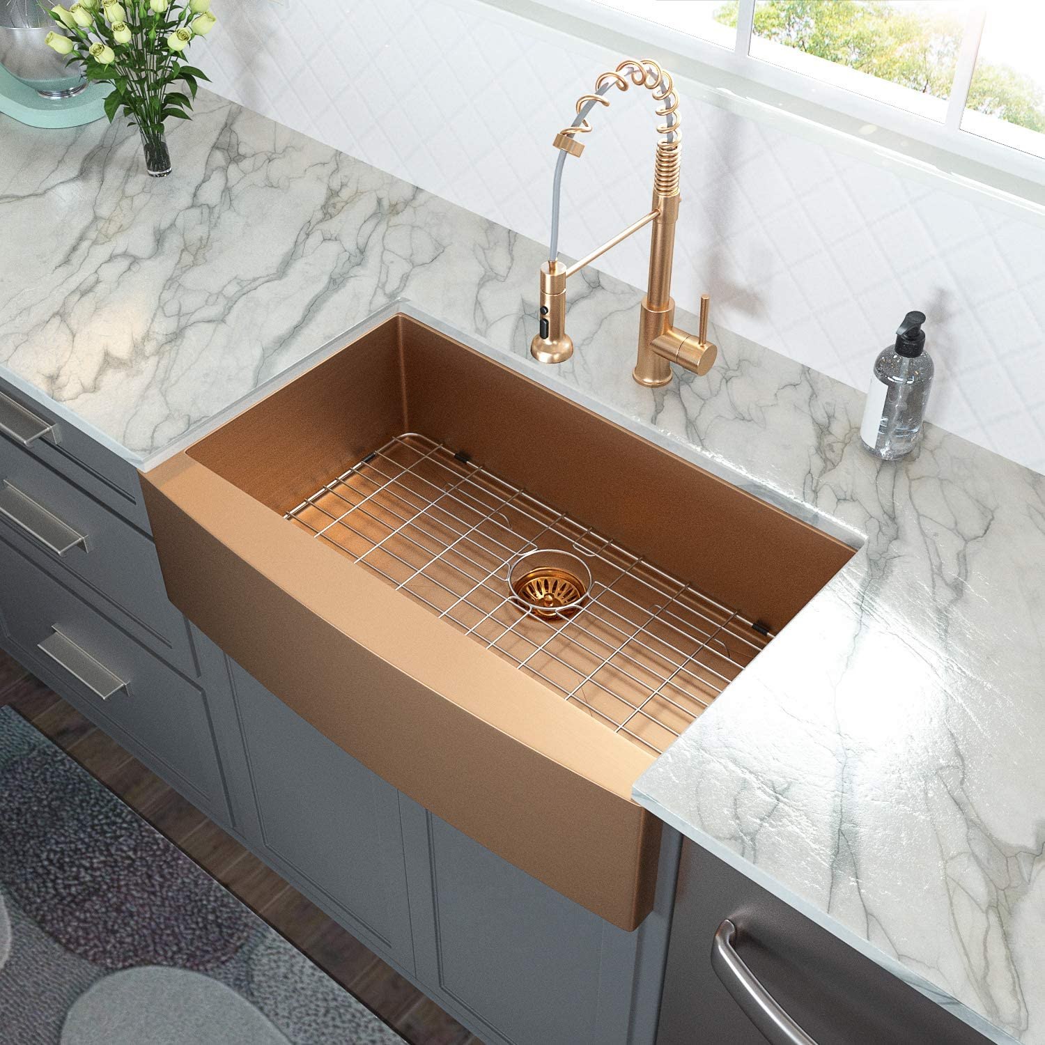 Lordear Stainless Steel Copper Tone Kitchen Sink